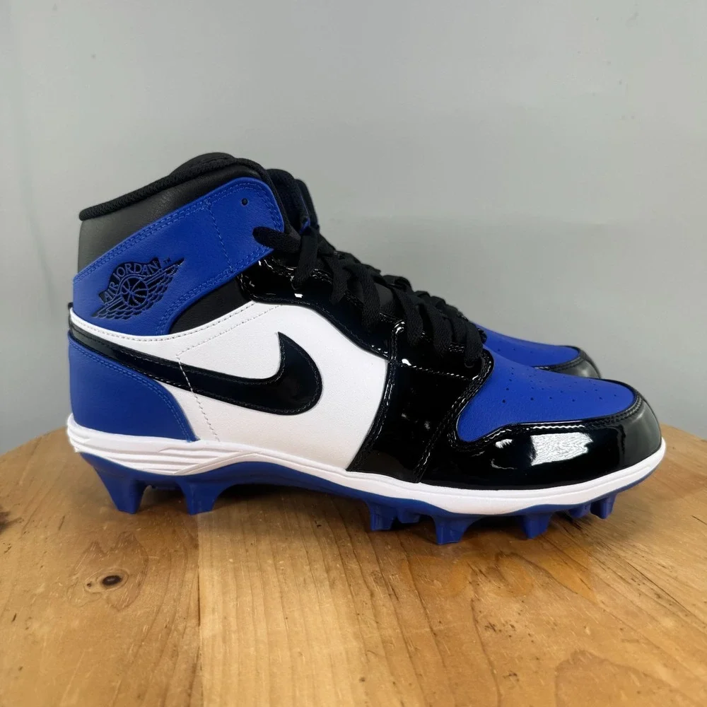 Nike Jordan 1 Retro Mid TD Men's Size 11 Football Cleats Game Royal Blue Black
